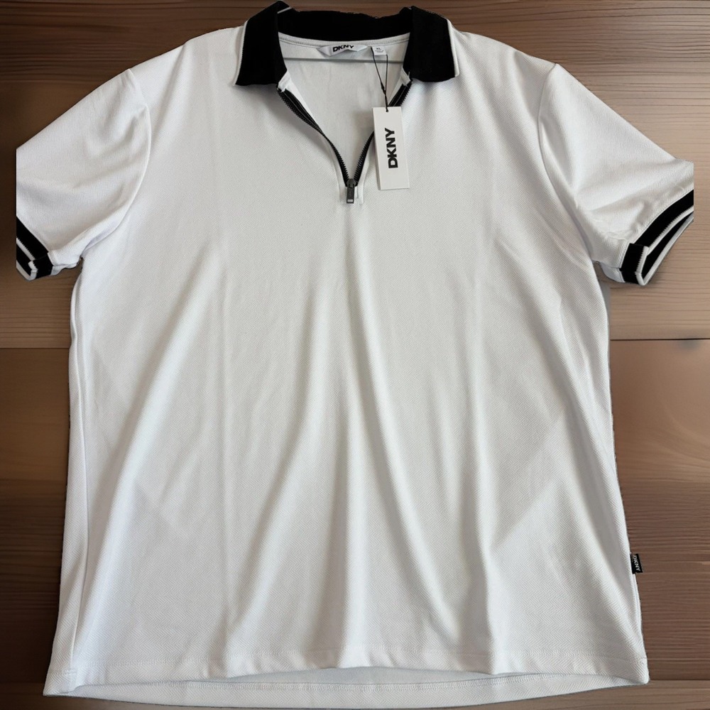DKNY Men's Polo Shirt XL white black NWT